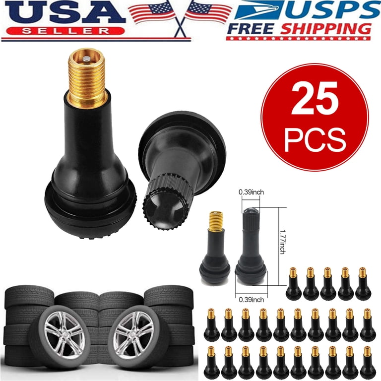 V-PRO LOT 100 TR413 Snap-in Tire Valve Stems Short Black Rubber Most Popular Valve