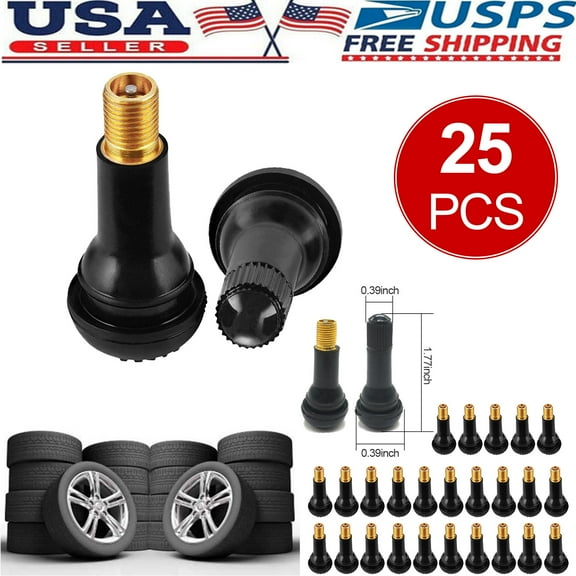 Airkoul 25pcs Tire VALVE STEMS TR 413 Snap-In Car Auto Short Rubber Tubeless Tyre Black