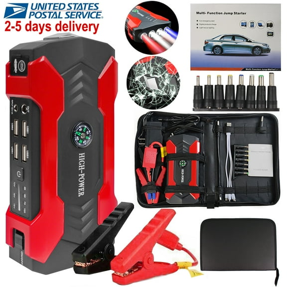 Airkoul 99800mAh Portable 800A Peak Current, Car Jump Starter, Black and Red