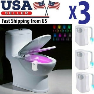 ZEZHOU Original Toilet Night Light 2 Pack, Motion Sensor Activated LED Lamp, Fun 8 Colors Changing Bathroom Nightlight Add on Toilet