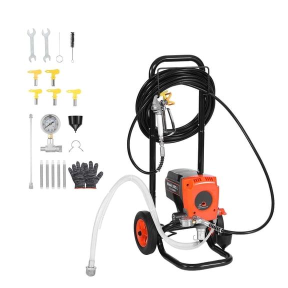Airless Paint Sprayer 900W 3300 PSI, High Pressure Electric Spray Machine with Cart, Brush, Hose & Nozzles for Interior/Exterior House Painting