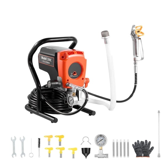 Airless Paint Sprayer 900W 3300PSI - High Pressure Electric Spray Machine with Brush, Hose & Nozzles for Interior/Exterior House & Fence Painting