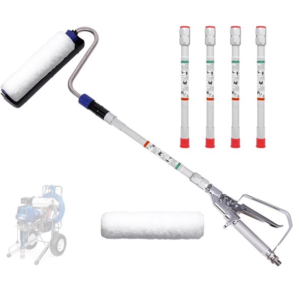 Airless Spray Paint Roller, Airless Paint Sprayer Gun Roller, Inner Feed High Pressure Power Sprayer Paint Roller, 5X 12 Thickened Extension, 1 Extra 9 Roller Cover