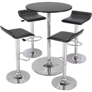 Airlift Adjustable 5 Piece Pub Set with Larger Table, Black and Chrome