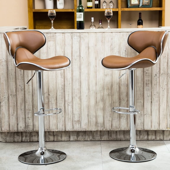 Airlift Adjustable and Plush Cushion/360-Swivel Barstool Set for Living