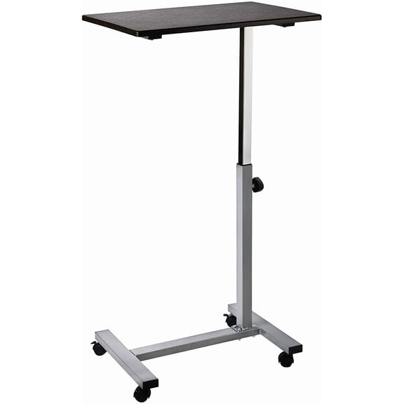 Airlift Height Adjustable Mobile Rolling Laptop Cart Computer Workstation Desk Table for Home, Office, Classroom, Hospital, w/Wheels, Overbed Sit Stand (24"), Espresso