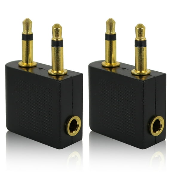 Airline Airplane Flight Adapters for Headphones, Gold Plated Earphones Conversion Plug Headphone Adapter(2Pcs)