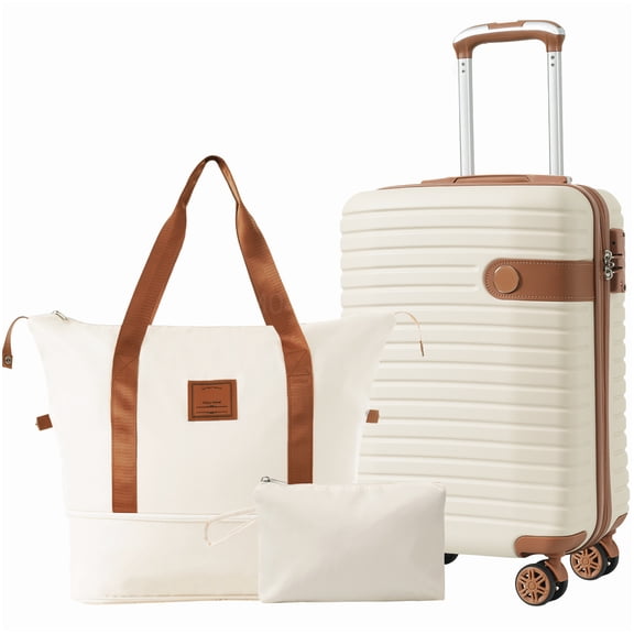 Airline Approved Carry-On Luggage Set, 3-Piece ABS Hardshell Suitcase with Spinner Wheels
