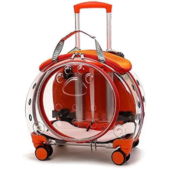 Airline Approved Cat Carrier with Wheels Designed for Small Dogs/Cats with Adjustable Safety Rope & Removable Wheels