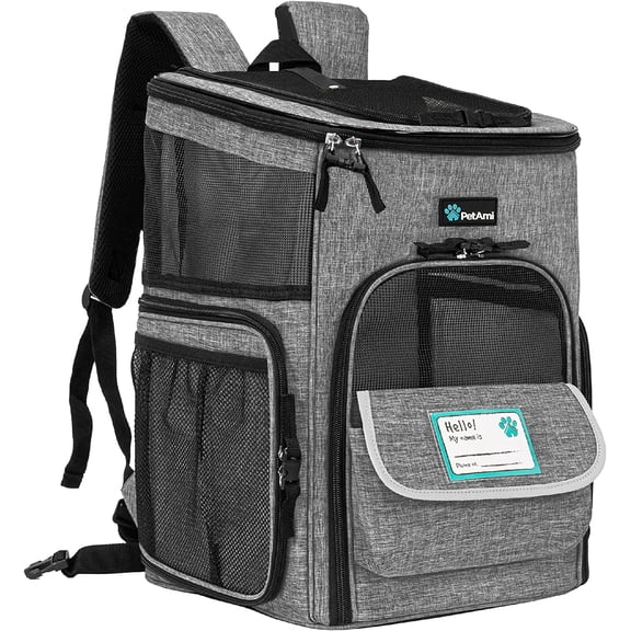 Airline Approved Dog Backpack Carrier with 4-Way Entry Ventilated Mesh Collapsible Design for Pets Up to 18 Lbs Heather Gray