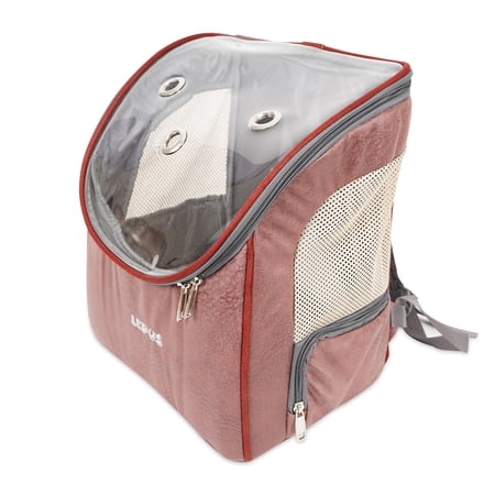 Airline Approved Dog and Cat Backpack Carrier for Small Dogs - Water, Stain Proof Dog Hiking Backpack with Mesh Cover, Waist Belt - ROSE-LEATHER