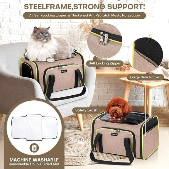 Airline Approved Expandable Soft Sided Pet Carrier for Cats & Dogs up to 15 Lbs with Removable Fleece Pad