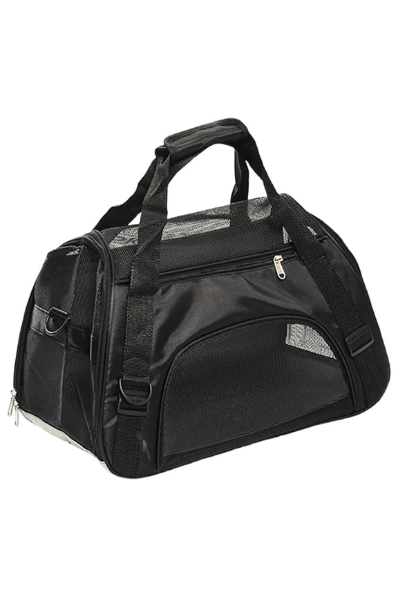 Airline Approved Pet Carrier, Foldable Soft-Sided Breathable Mesh Cat Dog Backpack, Hands Free Shoulder Sling Bag for Small Dogs Cats, for Travel, Black