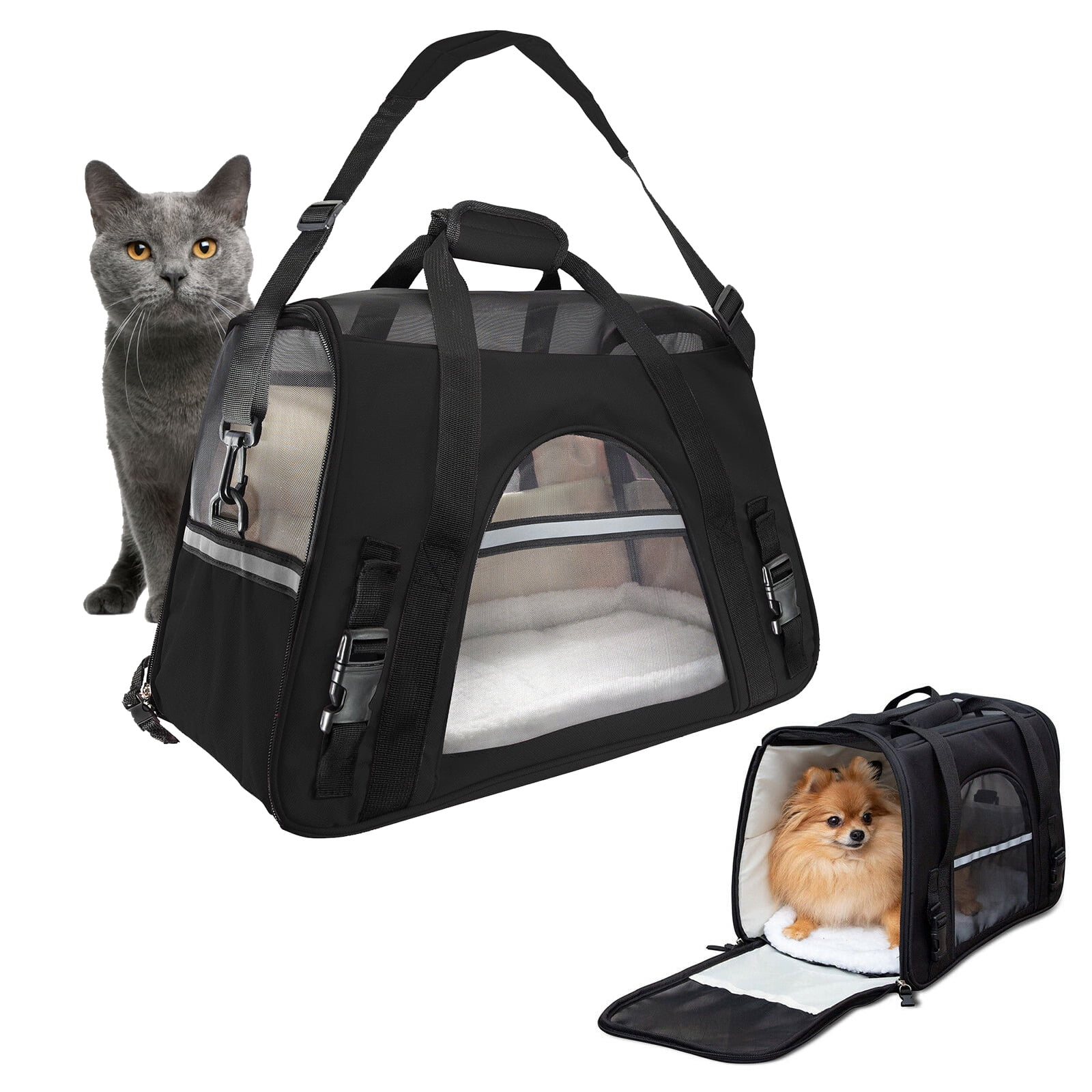 Airline Approved Pet Carrier Soft Sided Small Cat / Dog Comfort Black