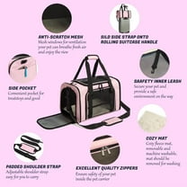 Airline Approved Pet Carrier for Small Dogs & Cats, Collapsible Travel Bag with Adjustable Straps, Pink