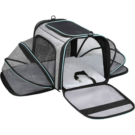 2 Sides Expandable Soft-Sided Large Cats Carrier Collapsible Kennel Travel