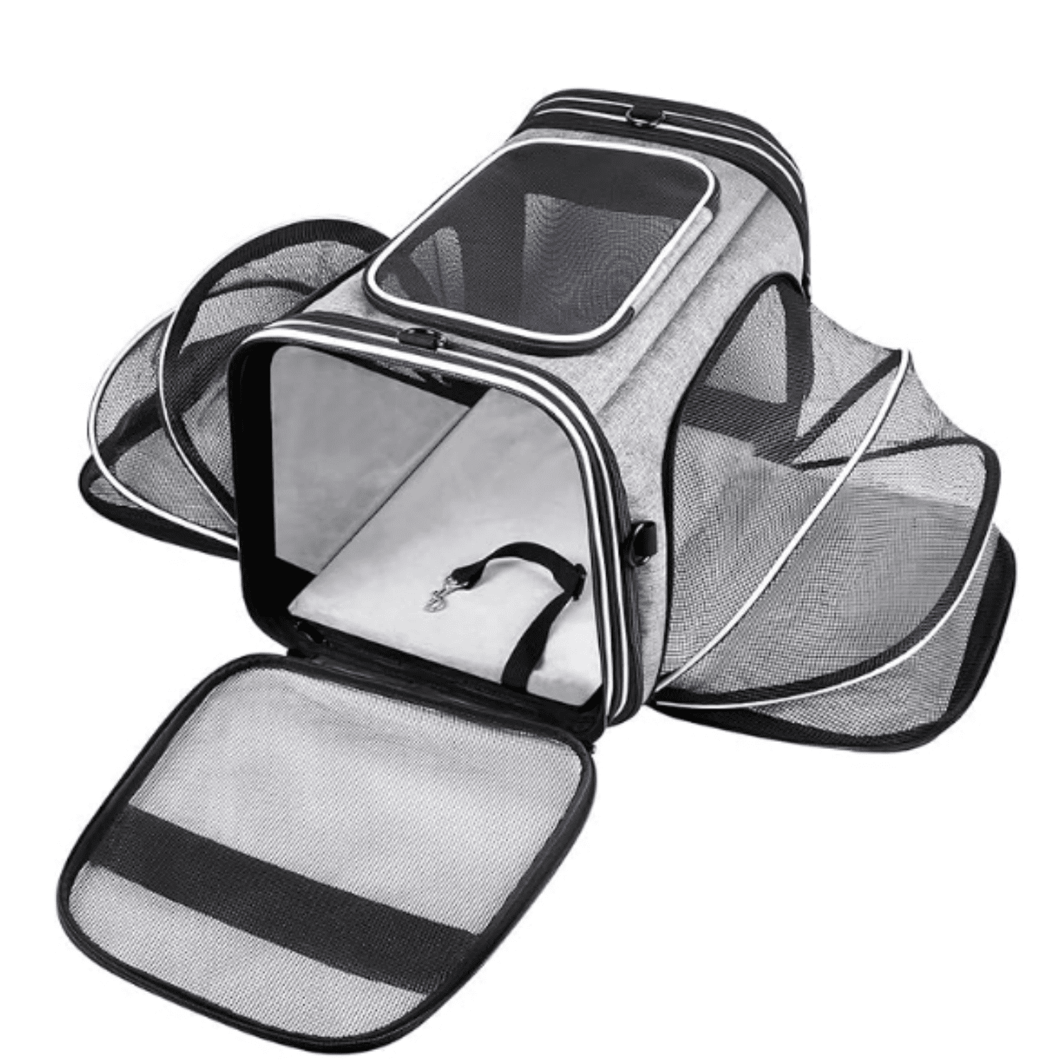 Airline Approved Soft Sided Pet Carrier Top Loading 4 Side Expandable Large Travel Cats Carrier Collapsible with 3 Removable Washable Pads and 3 Pockets for Cats Kitten and Small Dogs