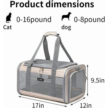 Airline Approved Pet Carrier for Cats and Small Dogs, Breathable Collapsible Travel Bag with Dual Openings