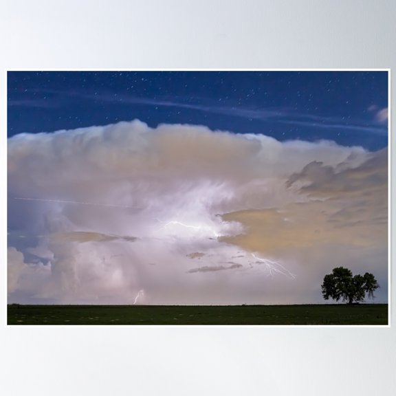 Airliner Lightning Strike Poster Wall Art, Modern Wall Decor, 24x36 UNFRAMED