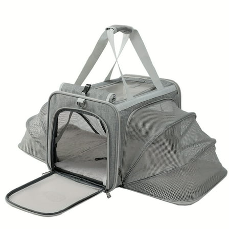 Airlines-Approved Expandable Pet Carrier - Double-Sided Breathable Bag for Cats & Small Dogs, Large Capacity with Safety Lock Buckle, Portable Outdoor/Car Transport Carrier