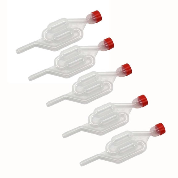 Airlocks For Fermenting, Fermenter Bubbler Valves, Mead Making Kit, 5 Pcs Plastic, Beer Brewing Kit, Gas Release Parts, Hobby Brewing, Clear Body, Red Tops