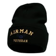 thumbnail image 1 of Airman Veteran Embroidered Long Knitted Beanie - Black OSFM, 1 of 5