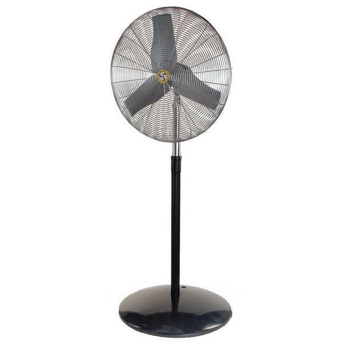 Industrial Black and Silver Adjustable Oscillating Floor Fan