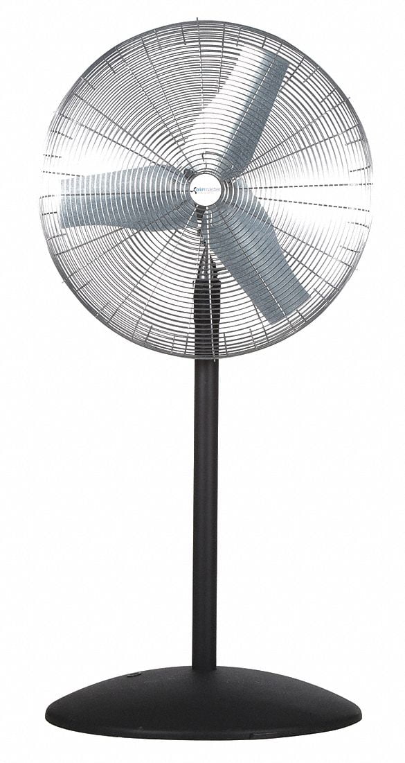 Industrial Black and Silver Adjustable Oscillating Floor Fan