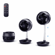 Airmate 30dB Folding Oscillating Standing Fan 15" to 25" Adjustable Height, 8 Speed Airflow Desk Fan with Remote 8H Timer for Bedroom Office & Travel