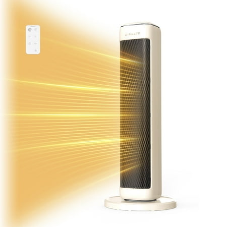 Airmate Space Heater, 25'' Tower Heater, Electric Heater for Inside Home, 1500W Portable Heater with Remote, 75° Oscillating Heater, 24H Timer, PTC Ceramic Heater