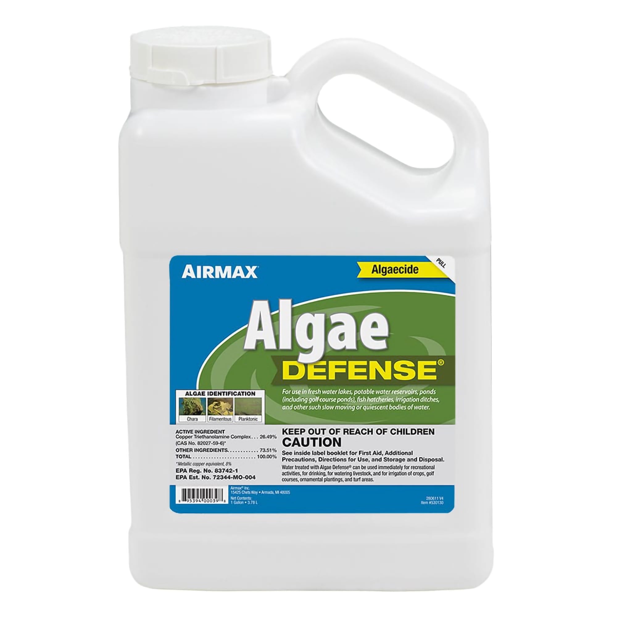 Airmax Algae Defense Liquid Algaecide for Large Ponds, 1 Gallon