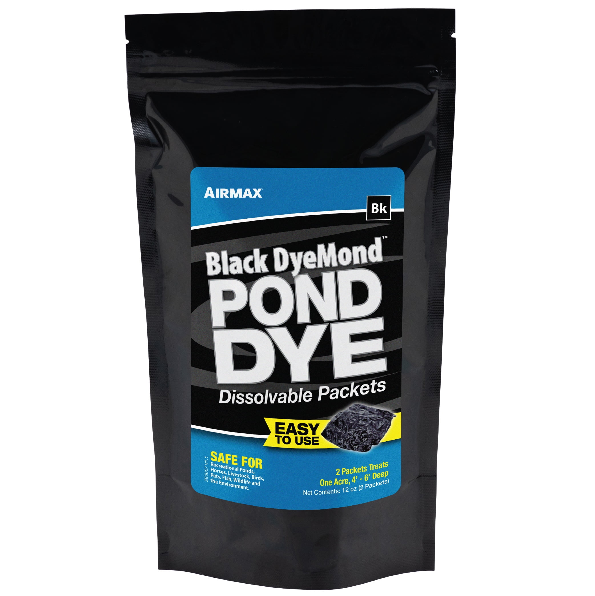 Black DyeMond Water Soluble Pond Dye Packets, Easy Application, 2 Pack