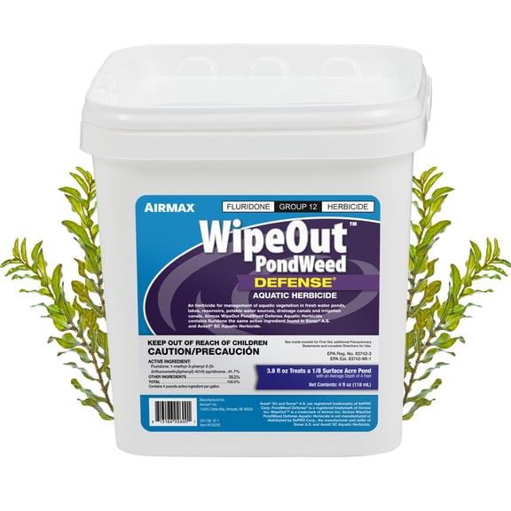 Airmax Ecosystems AM530250 WipeOut Pond Weed Defense - Herbicide for Duckweed & Vegetation, 4 oz