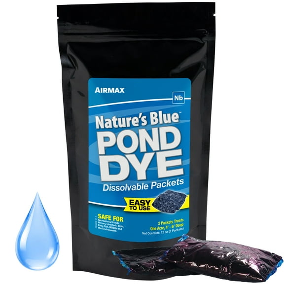 Airmax Pond Dye Packets, Blue Water Colorant With UV-Blocking Color Concentrate, 2 Packets