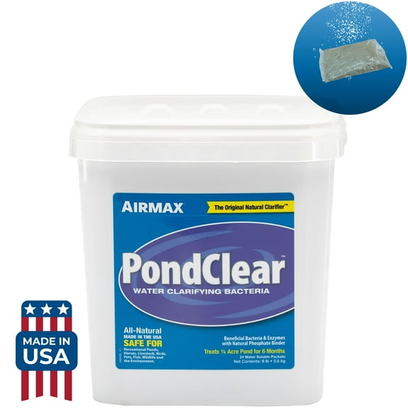 Airmax PondClear Pond Clarifier - Natural Bacteria Packets, Cleans & Treats 1/4 Acre for 6 Months, 24 Pack