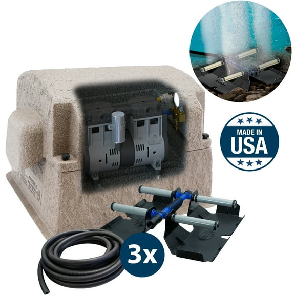 Airmax PondSeries Aeration System, PS40, Outdoor Pond & Lake Aerator Pump, 3 Diffuser Plate, 115v