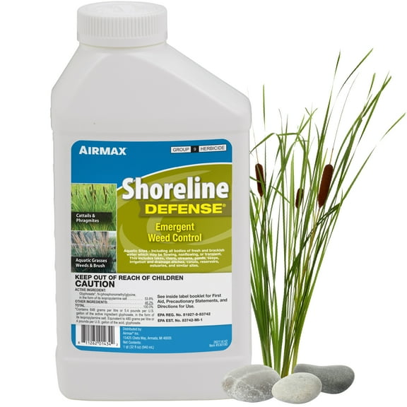 Airmax Shoreline Defense Emergent Weed Control, EPA-Registered Aquatic Herbicide, 1 Quart