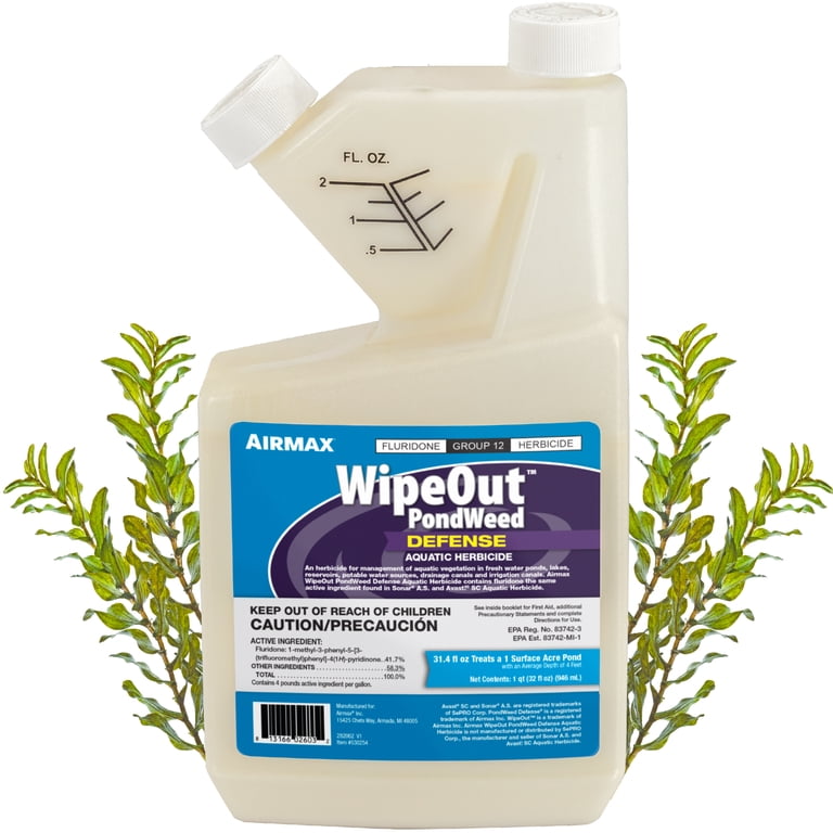 Airmax WipeOut Pond Weed Defense Herbicide 32 Ounce White