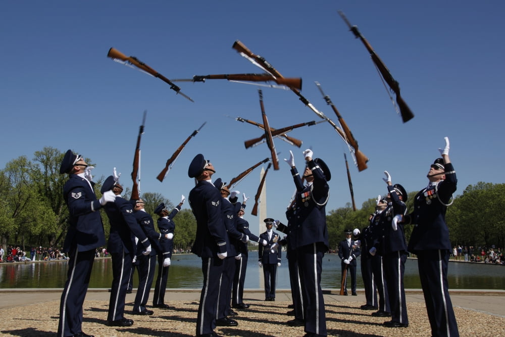 Airmen in the US Air Force Honor Guard Drill Team Canvas Art - Stocktrek Images (34 x 23)