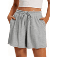 thumbnail image 1 of Airmenty Athleisure Shorts for Women Summer Casual Elastic High Waisted Wide Leg Shorts Pull On Short with Pockets S-2XL, 1 of 8