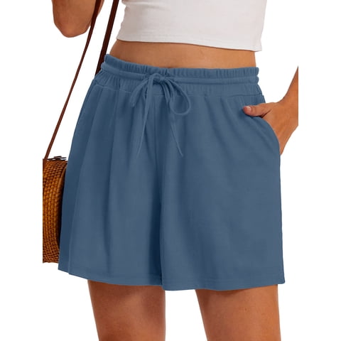 Athleisure Shorts for Women Summer Casual Elastic High Waisted Wide Leg Shorts Pull On Short with Pockets S-2XL