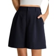 thumbnail image 1 of Airmenty Bermuda Shorts for Women Dressy Casual Elastic High Waisted Wide Leg Shorts for Summer with Pockets S-2XL, 1 of 7