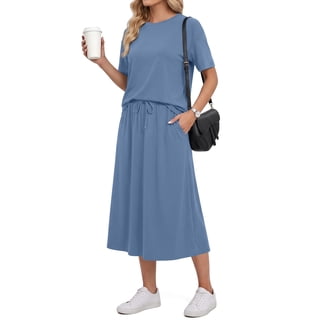 Airmenty Two Piece Skirt Set for Women Maxi Dress Sets Summer Casual Vacation Travel Matching Set with Pockets