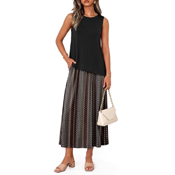 Airmenty 2 Piece Sets for Women Summer Outfits Casual Matching Vacation Outfits Asymmetrical Top Outfit Lounge Sets with Pockets S-2XL
