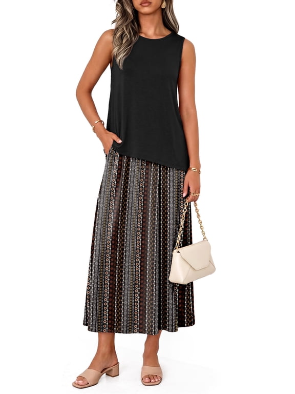 2 Piece Sets for Women Summer Outfits Casual Matching Vacation Outfits Asymmetrical Top Outfit Lounge Sets with Pockets S-2XL