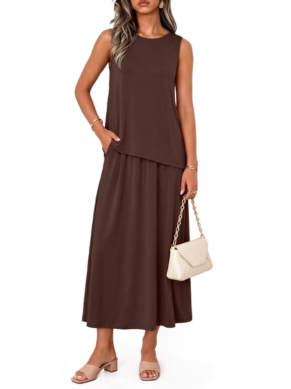 2 Piece Sets for Women Summer Outfits Casual Matching Vacation Outfits Asymmetrical Top Outfit Lounge Sets with Pockets S-2XL