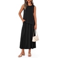 thumbnail image 1 of Airmenty 2 Piece Sets for Women Summer Outfits Casual Matching Vacation Outfits Asymmetrical Top Outfit Lounge Sets with Pockets S-2XL, 1 of 6
