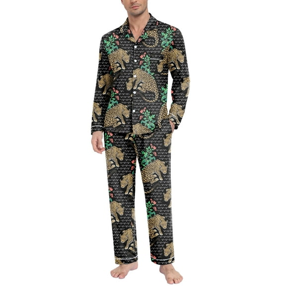 Airmenty Men's Pajama Set Lightweight Sleepwear Button Up Sleepwear Soft Comfy Pjs Set with Pockets