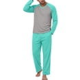 thumbnail image 1 of Airmenty Men's Pajama Set Loungewear Lightweight Sleepwear Long Sleeve Shirts and Bottoms Soft Comfy Sleep Sets 2 Piece Pjs with Pockets S-2XL, 1 of 5
