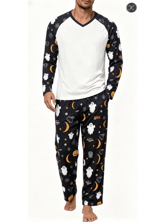 Men's Pajamas Set Long Sleeve Sleepwear with Pockets Comfortable Lightweight Pjs Sets for Men S-2XL